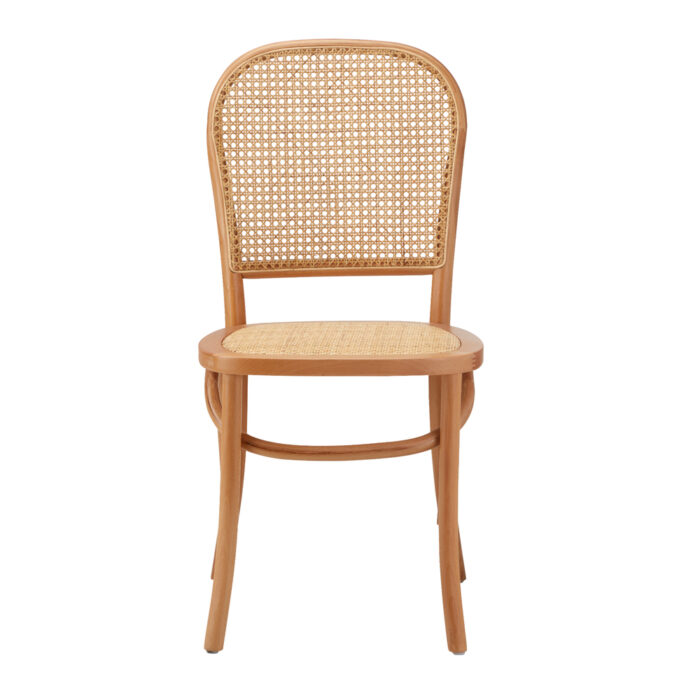Oikiture 2PCS Dining Chairs Wooden Rattan Beige - Image 4