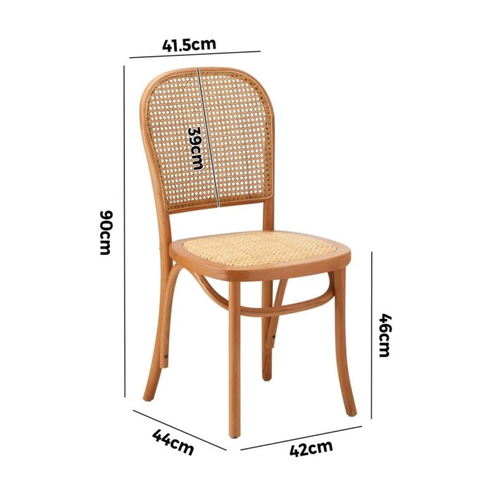 Oikiture 6PCS Dining Chairs Wooden Chairs Rattan Natural - Image 5