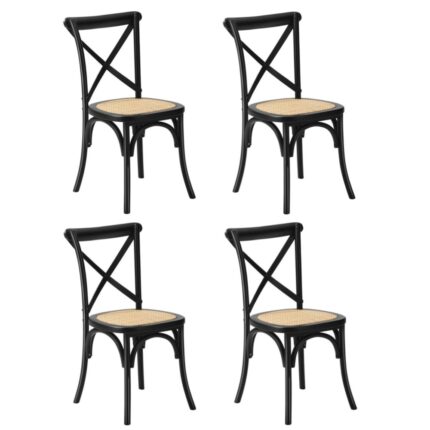 Oikiture 4PCS Crossback Dining Chair Ratan Seat Black