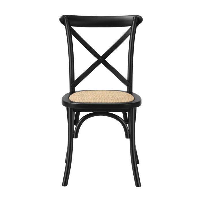 Oikiture 4PCS Crossback Dining Chair Ratan Seat Black - Image 7