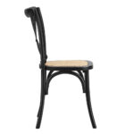 Oikiture 4PCS Crossback Dining Chair Ratan Seat Black - Image 3