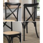 Oikiture 4PCS Crossback Dining Chair Ratan Seat Black - Image 5