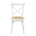 Oikiture 2PCS Crossback Dining Chair Solid Wood Ratan Seat White - Image 6