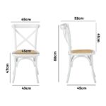 Oikiture 2PCS Crossback Dining Chair Solid Wood Ratan Seat White - Image 7