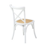 Oikiture 2PCS Crossback Dining Chair Solid Wood Ratan Seat White - Image 4