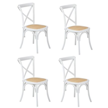 Oikiture 4PCS Crossback Dining Chair Ratan Seat White