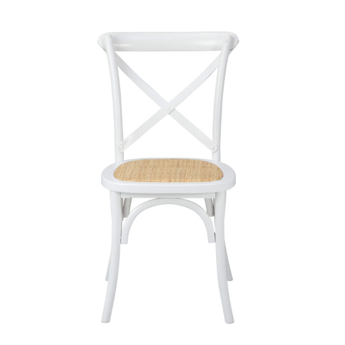 Oikiture 4PCS Crossback Dining Chair Ratan Seat White - Image 2