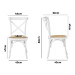 Oikiture 4PCS Crossback Dining Chair Ratan Seat White - Image 4