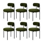 Oikiture 6x Dining Chair Round Boucle Seats Backrest Green