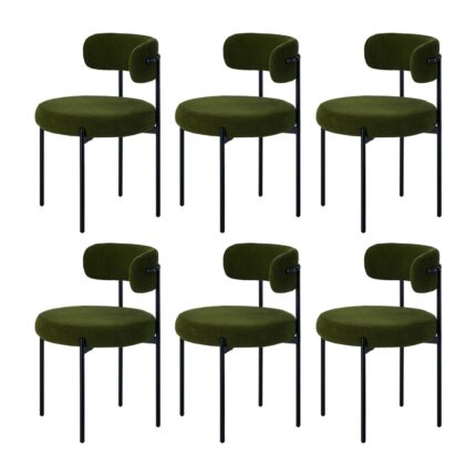 Oikiture 6x Dining Chair Round Boucle Seats Backrest Green