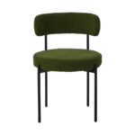 Oikiture 6x Dining Chair Round Boucle Seats Backrest Green - Image 8