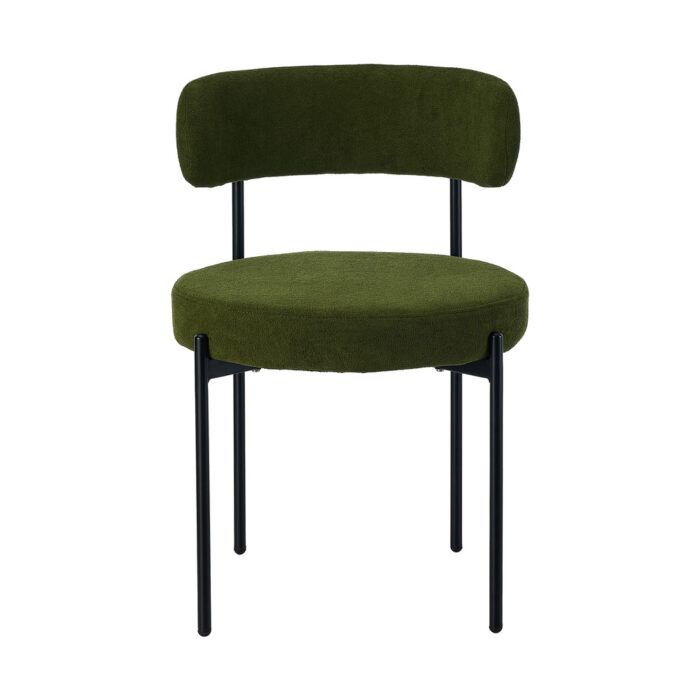 Oikiture 6x Dining Chair Round Boucle Seats Backrest Green - Image 8
