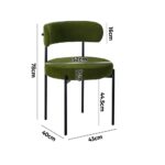 Oikiture 6x Dining Chair Round Boucle Seats Backrest Green - Image 2