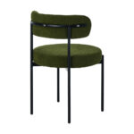Oikiture 6x Dining Chair Round Boucle Seats Backrest Green - Image 7