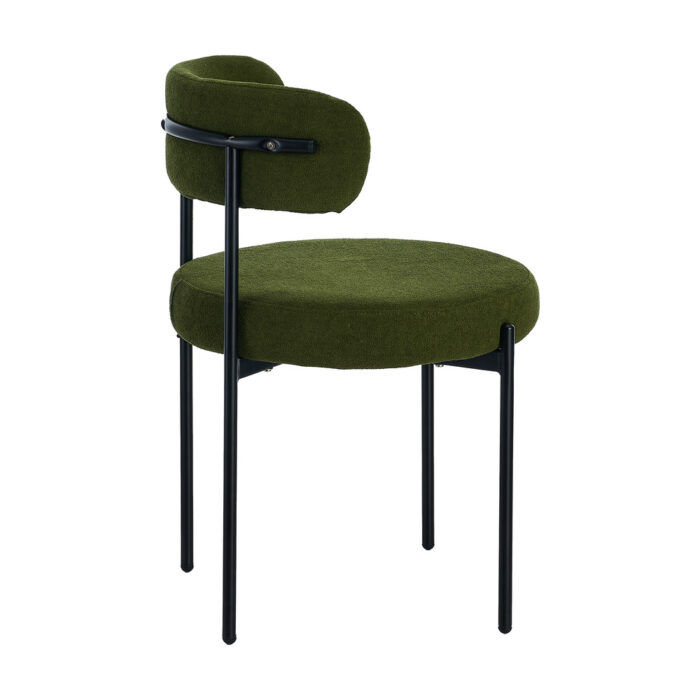 Oikiture 6x Dining Chair Round Boucle Seats Backrest Green - Image 9