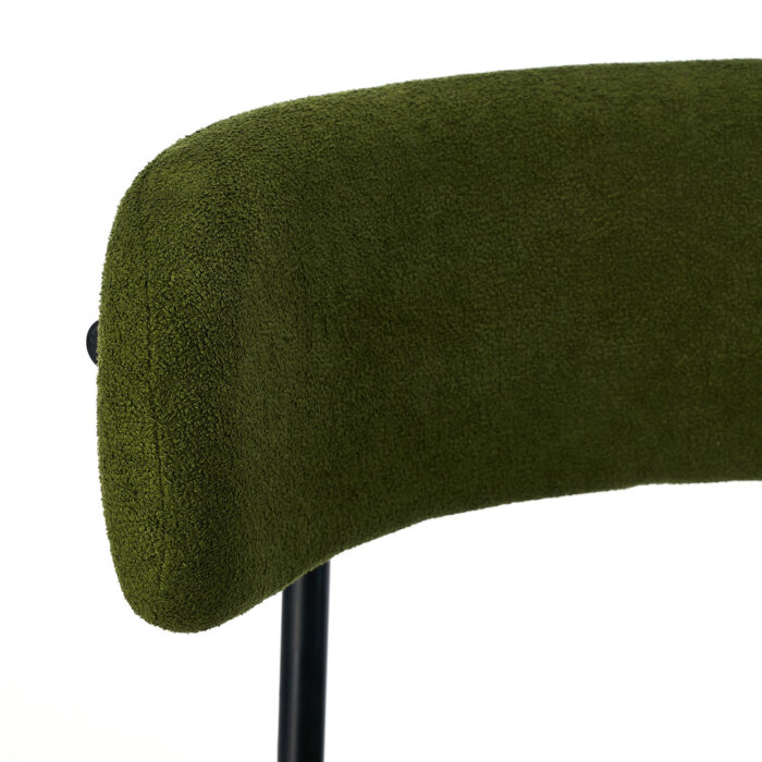 Oikiture 6x Dining Chair Round Boucle Seats Backrest Green - Image 5