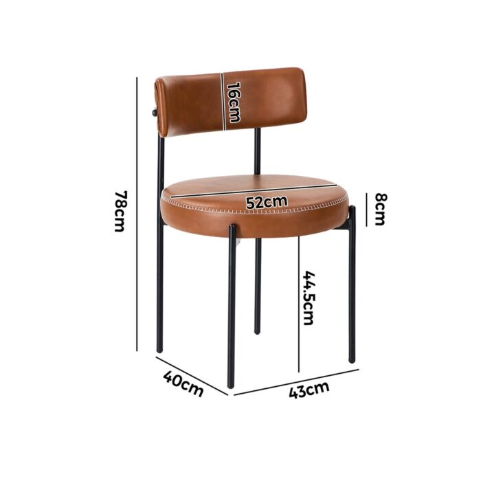 Oikiture 4x Dining Chair Round Leather Black - Image 7