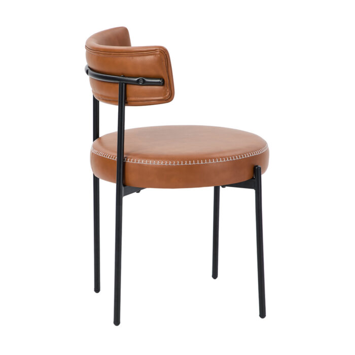 Oikiture 4x Dining Chair Round Leather Black - Image 5