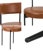Oikiture 4x Dining Chair Round Leather Black - Image 2