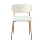 Oikiture 6x Dining Chairs Boucle Fabric Wood&White - Image 4