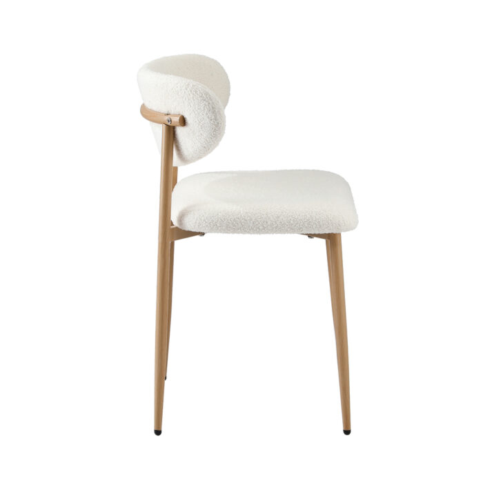 Oikiture 6x Dining Chairs Boucle Fabric Wood&White - Image 7