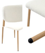 Oikiture 6x Dining Chairs Boucle Fabric Wood&White - Image 3