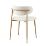 Oikiture 8x Dining Chairs Boucle Fabric Wood&White - Image 5