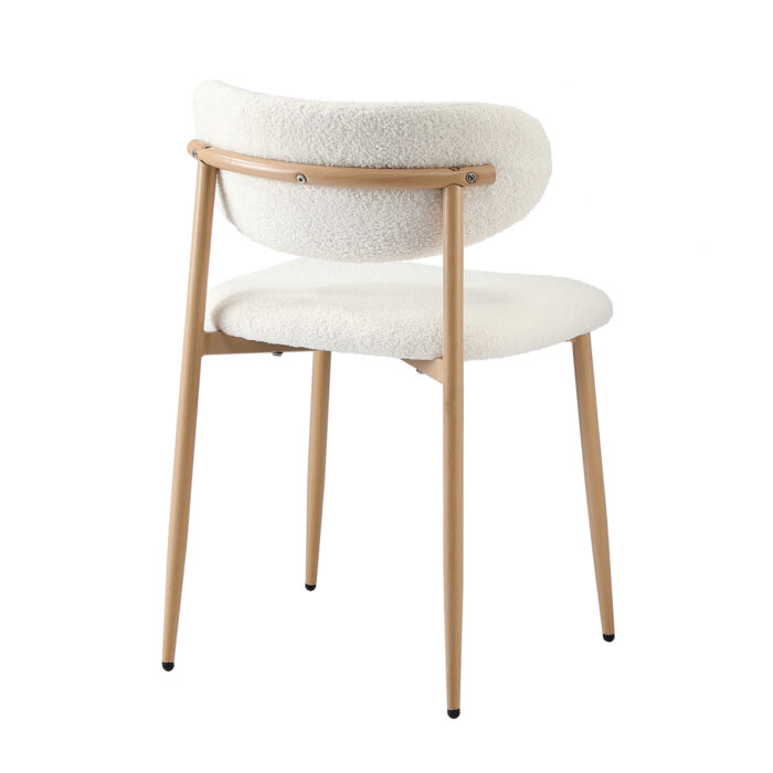 Oikiture 8x Dining Chairs Boucle Fabric Wood&White - Image 5