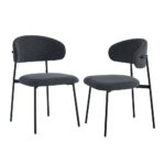 Oikiture 2x Dining Chairs Kitchen Seat Linen Fabric Accent Chair Grey