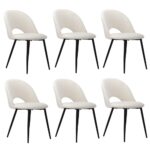 Oikiture 6PCS Dining Chairs Accent Chair Armchair Sherpa White