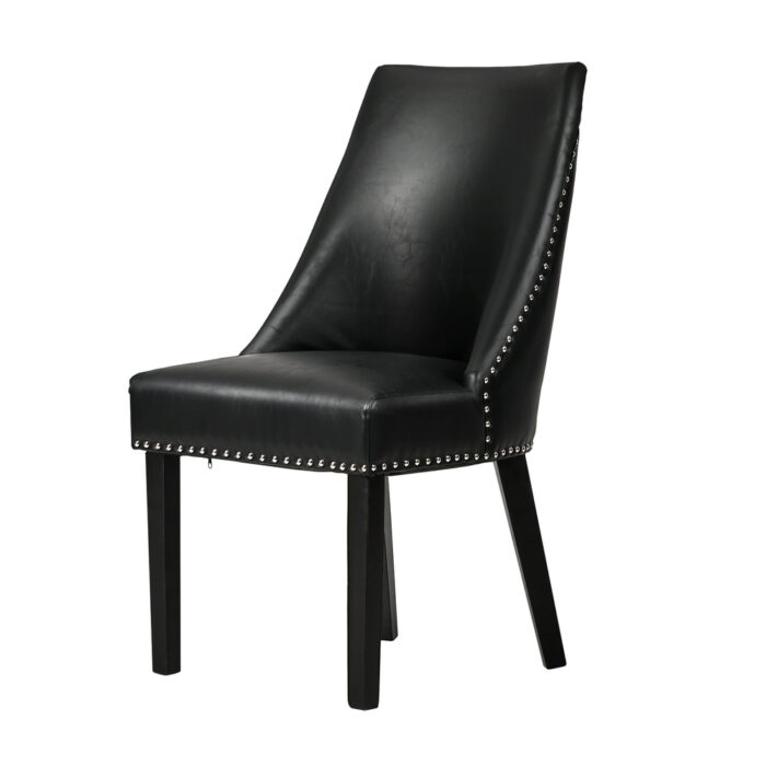 Oikiture 4PCs PU Leather Dining Chair Padded Seat Winglet Design Black - Image 9