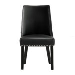 Oikiture 6PCs PU Leather Dining Chair Padded Seat Winglet Design Black - Image 9