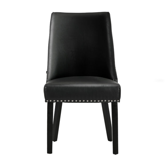 Oikiture 8PCs PU Leather Dining Chair Padded Seat Winglet Design Black - Image 4