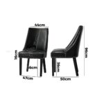 Oikiture 8PCs PU Leather Dining Chair Padded Seat Winglet Design Black - Image 5