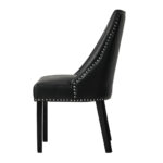 Oikiture 8PCs PU Leather Dining Chair Padded Seat Winglet Design Black - Image 7