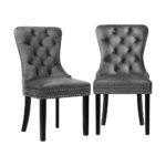 Oikiture 8x Velvet Dining Chairs French Provincial Tufted Grey - Image 6