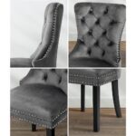 Oikiture 8x Velvet Dining Chairs French Provincial Tufted Grey - Image 5