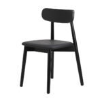 Oikiture 4x Dining Chairs PU Leather Solid Wood Black - Image 3