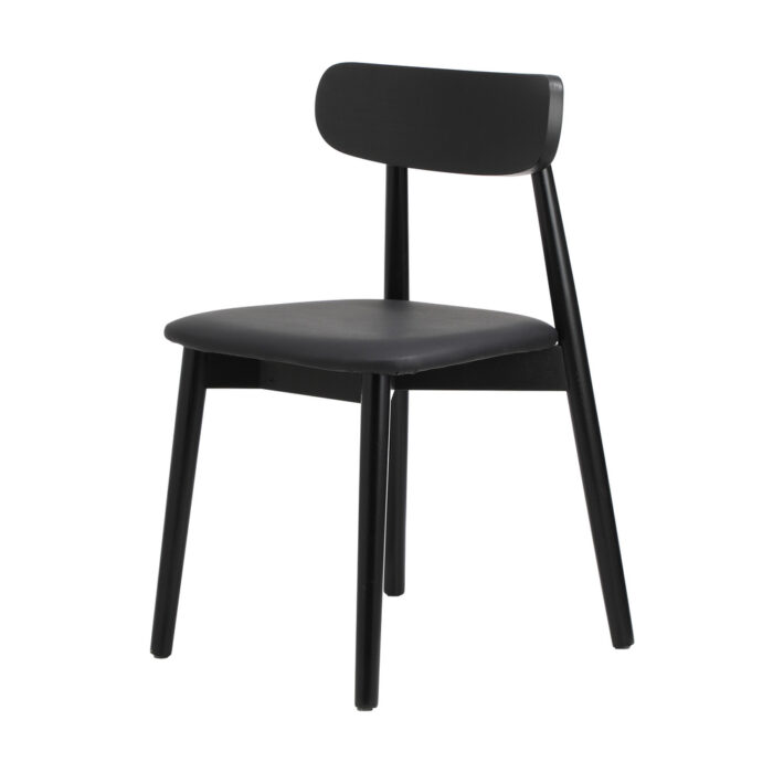 Oikiture 6x Dining Chairs PU Leather Solid Wood Black - Image 5
