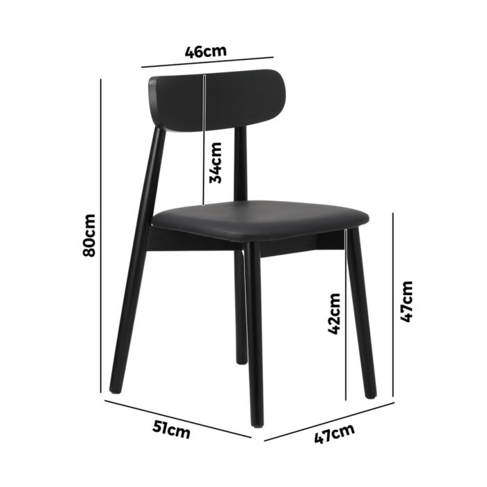 Oikiture 6x Dining Chairs PU Leather Solid Wood Black - Image 3