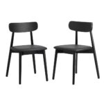 Oikiture 6x Dining Chairs PU Leather Solid Wood Black - Image 6