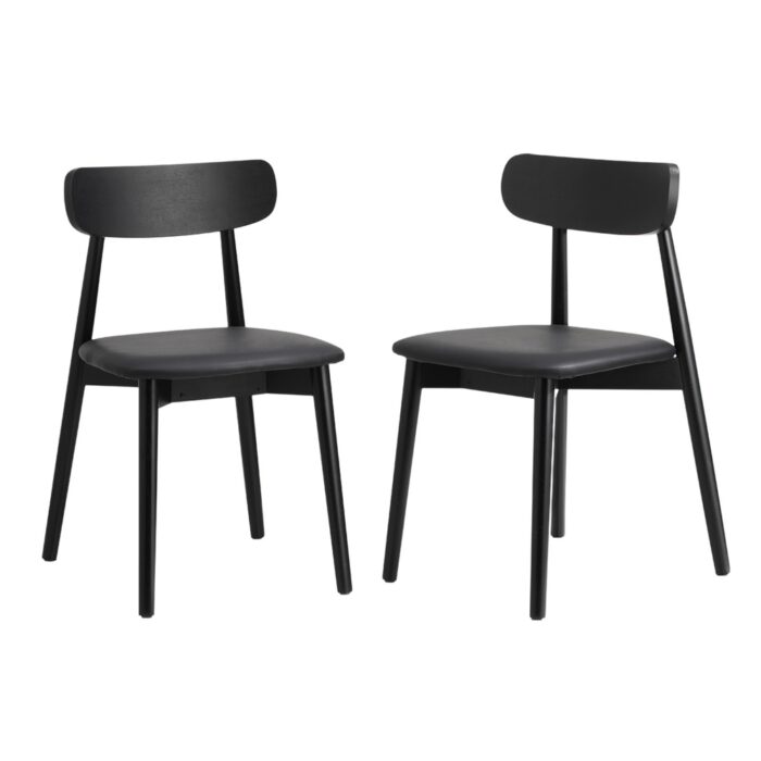 Oikiture 6x Dining Chairs PU Leather Solid Wood Black - Image 6