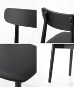 Oikiture 6x Dining Chairs PU Leather Solid Wood Black - Image 7