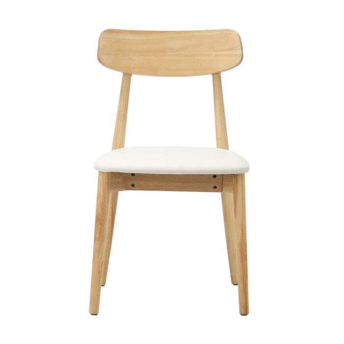 Oikiture 4x Dining Chairs PU Leather Solid Wood Beige - Image 4