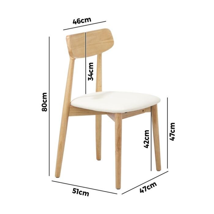 Oikiture 4x Dining Chairs PU Leather Solid Wood Beige - Image 6
