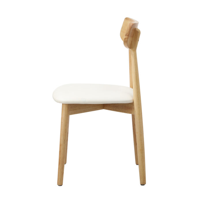 Oikiture 4x Dining Chairs PU Leather Solid Wood Beige - Image 2