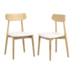 Oikiture 4x Dining Chairs PU Leather Solid Wood Beige - Image 3
