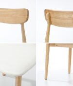 Oikiture 4x Dining Chairs PU Leather Solid Wood Beige - Image 7