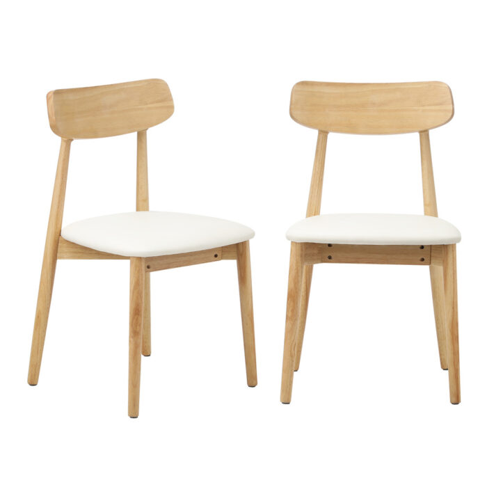 Oikiture 6x Dining Chairs PU Leather Solid Wood Beige - Image 6