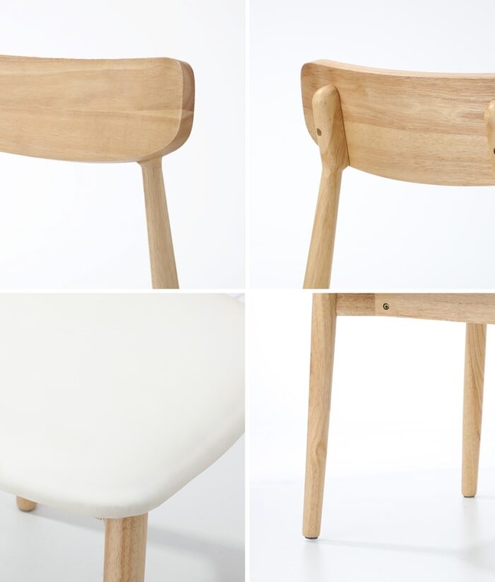 Oikiture 6x Dining Chairs PU Leather Solid Wood Beige - Image 5